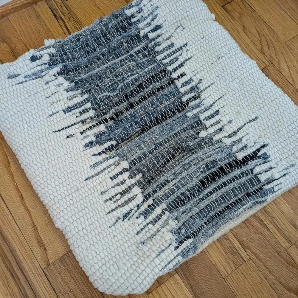 Y2K Mina Victory White And Blue Abstract Denim Style Pillow Case Textured Design